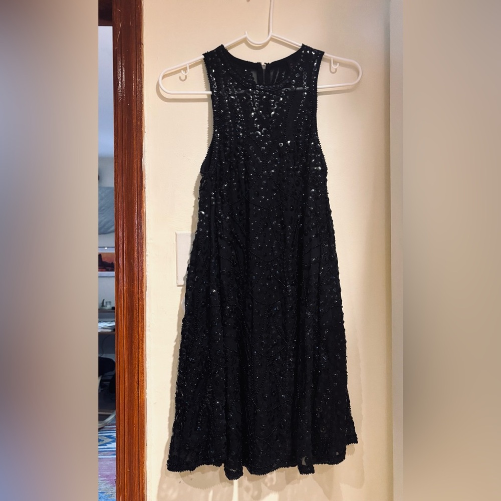 Sparkly Black Beaded Mini Dress